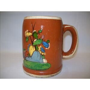 Mexico Red Clay Mug Cup Cactus Sombrero Siesta -061132